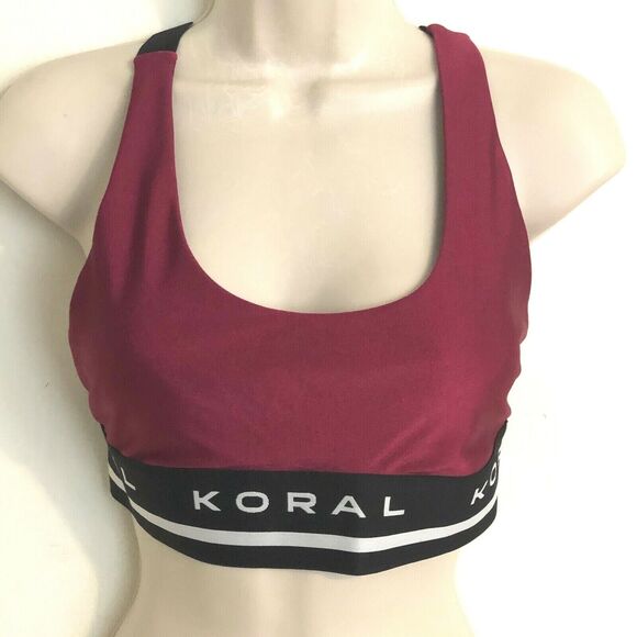 KORAL Sz S Womens Red Logo Band Sports Bra Racerback with Removable Pads EUC - Picture 6 of 7